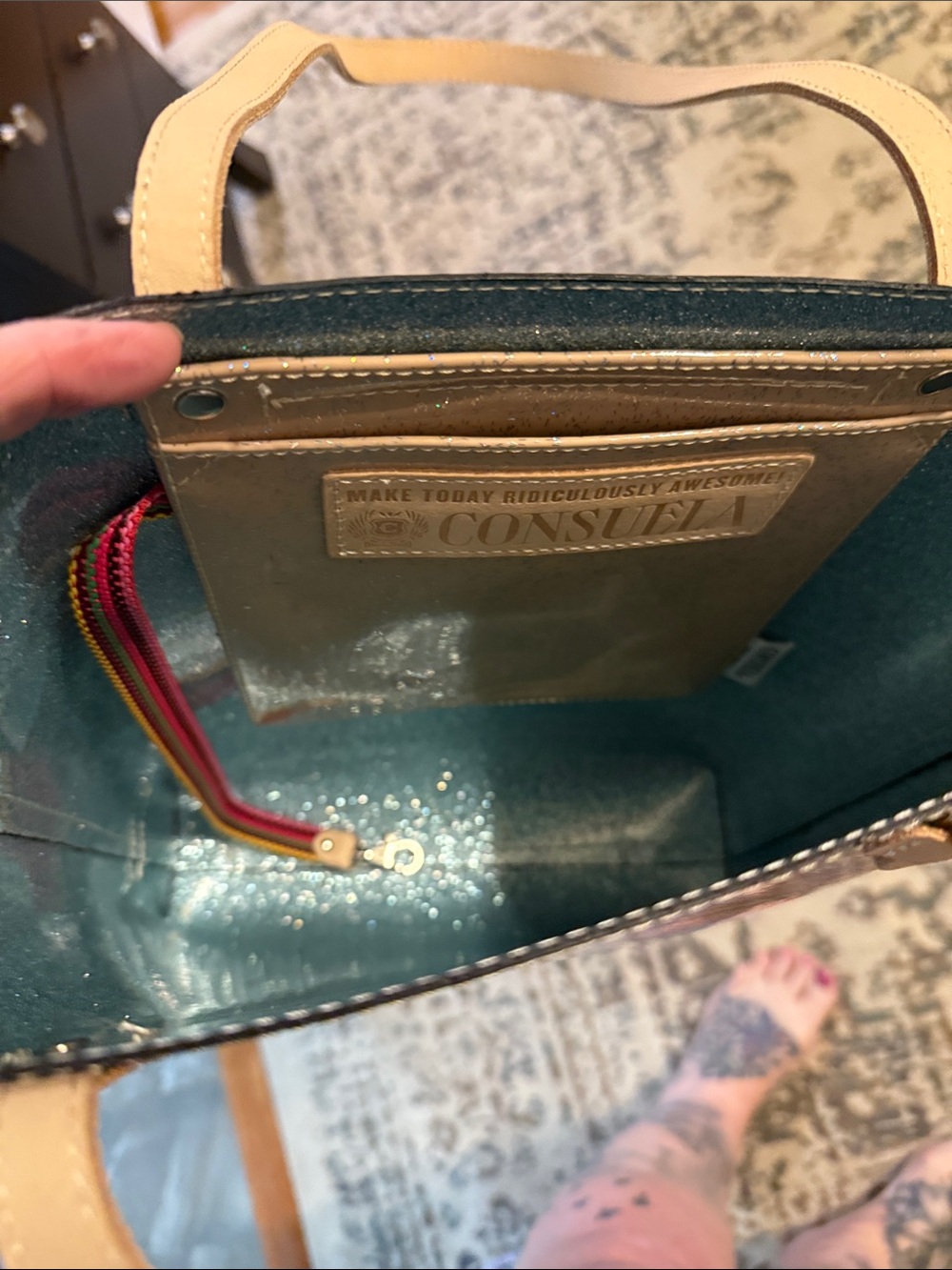 Consuela Reese Striped Tote Bag with Tan Handles - Picture 7 of 7